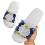 Christmas Penguin Knitted Print White Slide Sandals
