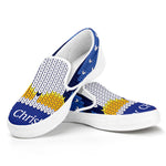 Christmas Penguin Knitted Print White Slip On Shoes