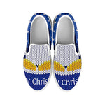 Christmas Penguin Knitted Print White Slip On Shoes