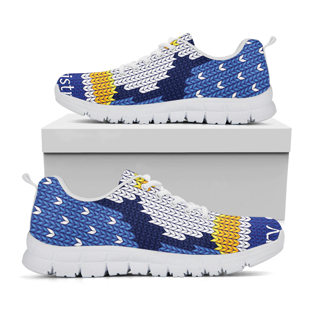 Christmas Penguin Knitted Print White Sneakers