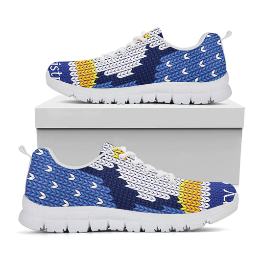 Christmas Penguin Knitted Print White Sneakers