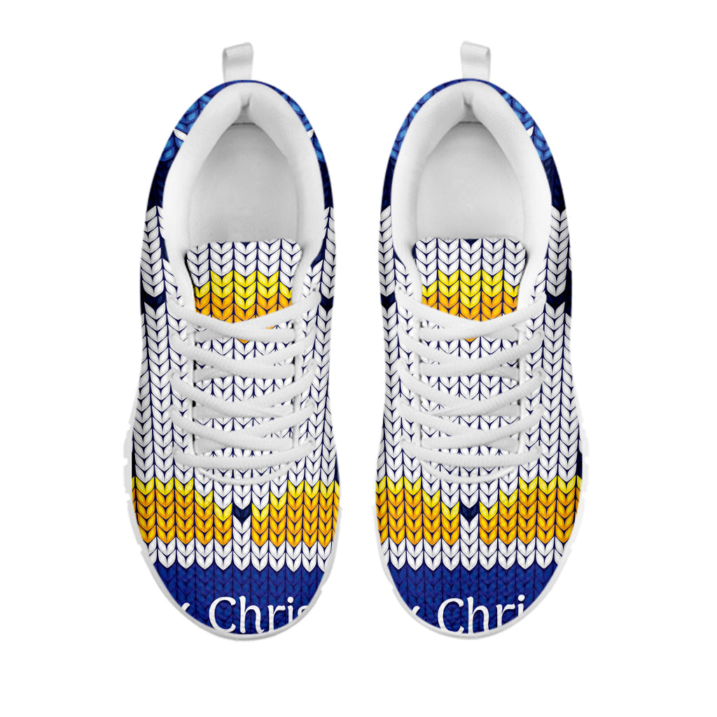 Christmas Penguin Knitted Print White Sneakers