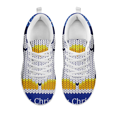 Christmas Penguin Knitted Print White Sneakers