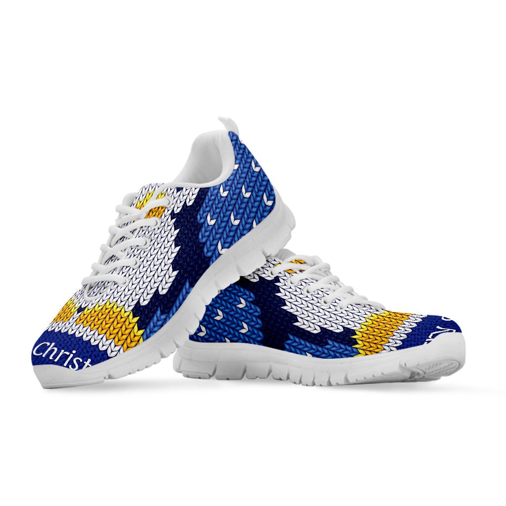 Christmas Penguin Knitted Print White Sneakers