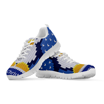 Christmas Penguin Knitted Print White Sneakers