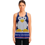 Christmas Penguin Knitted Print Women's Racerback Tank Top