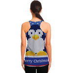 Christmas Penguin Knitted Print Women's Racerback Tank Top