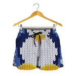 Christmas Penguin Knitted Print Women's Shorts