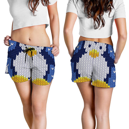 Christmas Penguin Knitted Print Women's Shorts