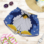 Christmas Penguin Knitted Print Women's Shorts