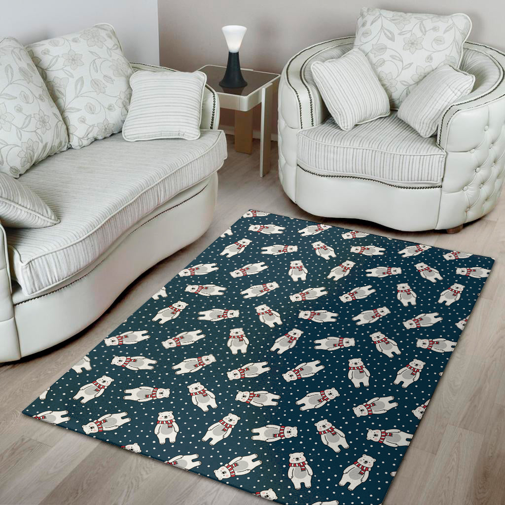 Christmas Polar Bear Pattern Print Area Rug