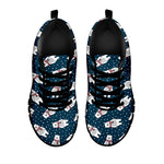 Christmas Polar Bear Pattern Print Black Sneakers