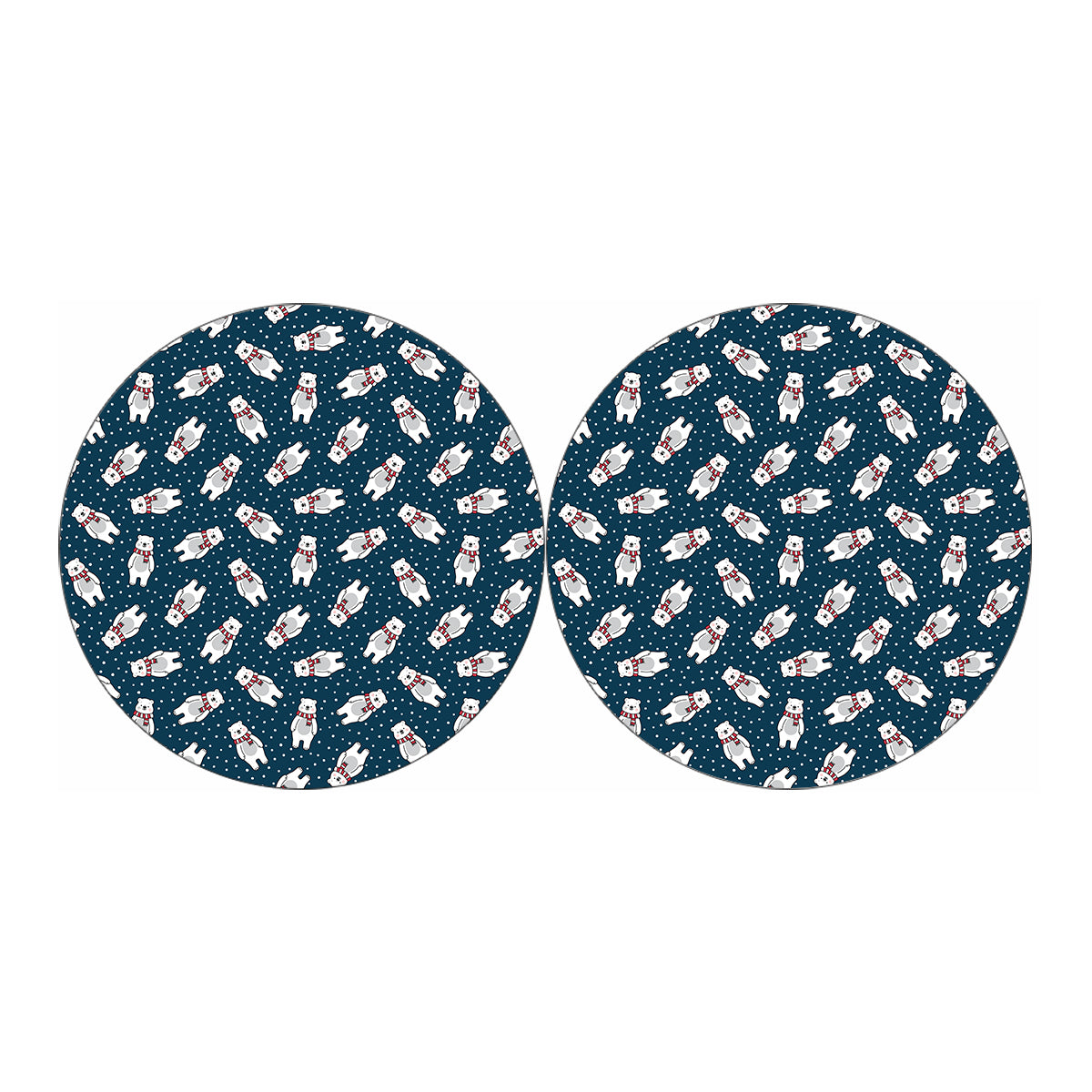 Christmas Polar Bear Pattern Print Car Coasters