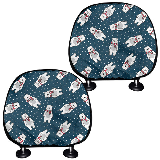 Christmas Polar Bear Pattern Print Car Headrest Covers