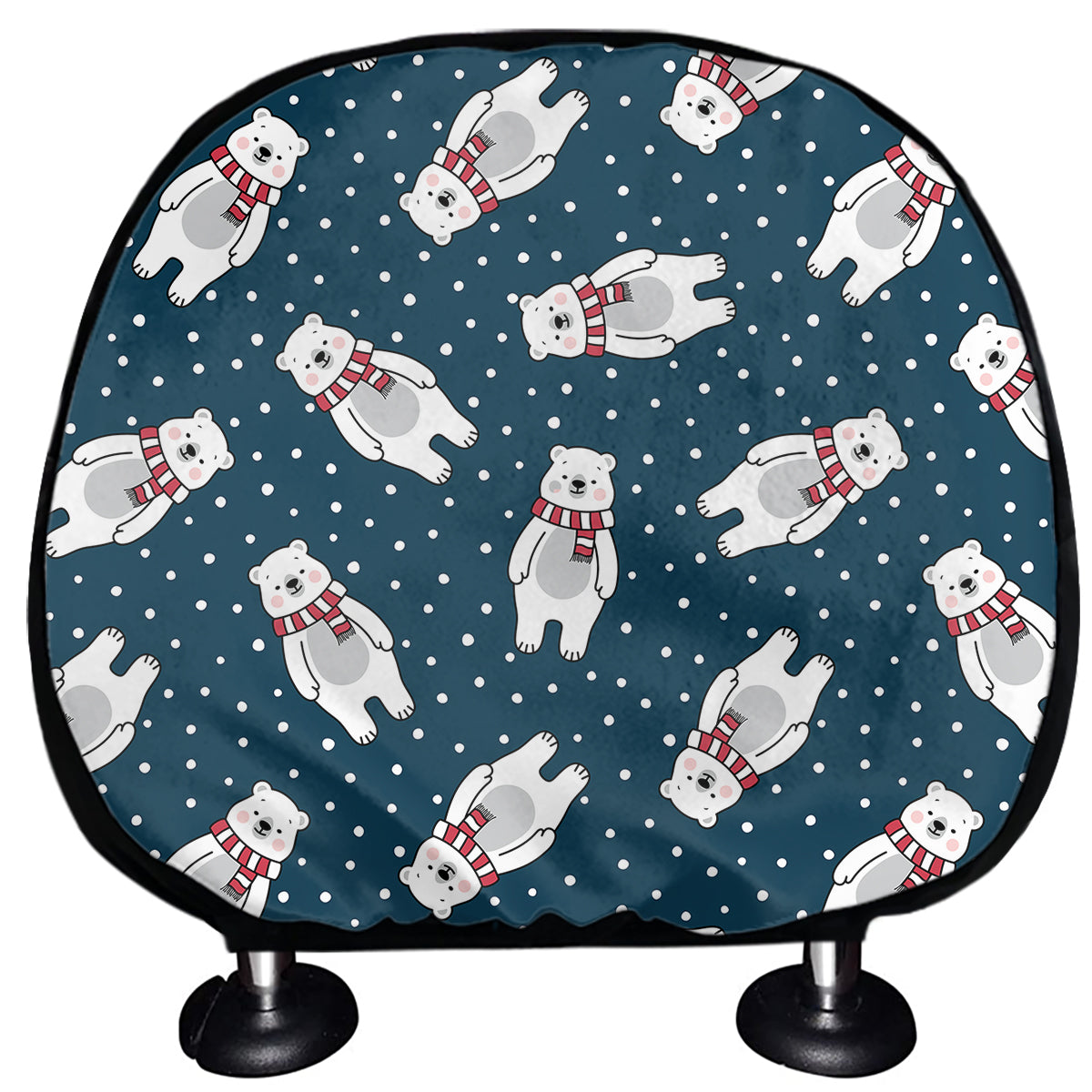 Christmas Polar Bear Pattern Print Car Headrest Covers