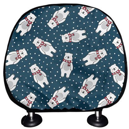 Christmas Polar Bear Pattern Print Car Headrest Covers
