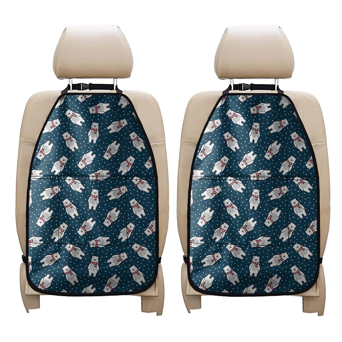Christmas Polar Bear Pattern Print Car Seat Organizers