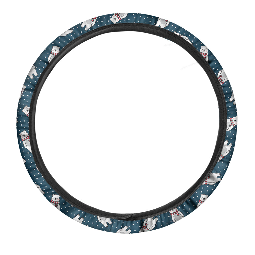 Christmas Polar Bear Pattern Print Car Steering Wheel Cover