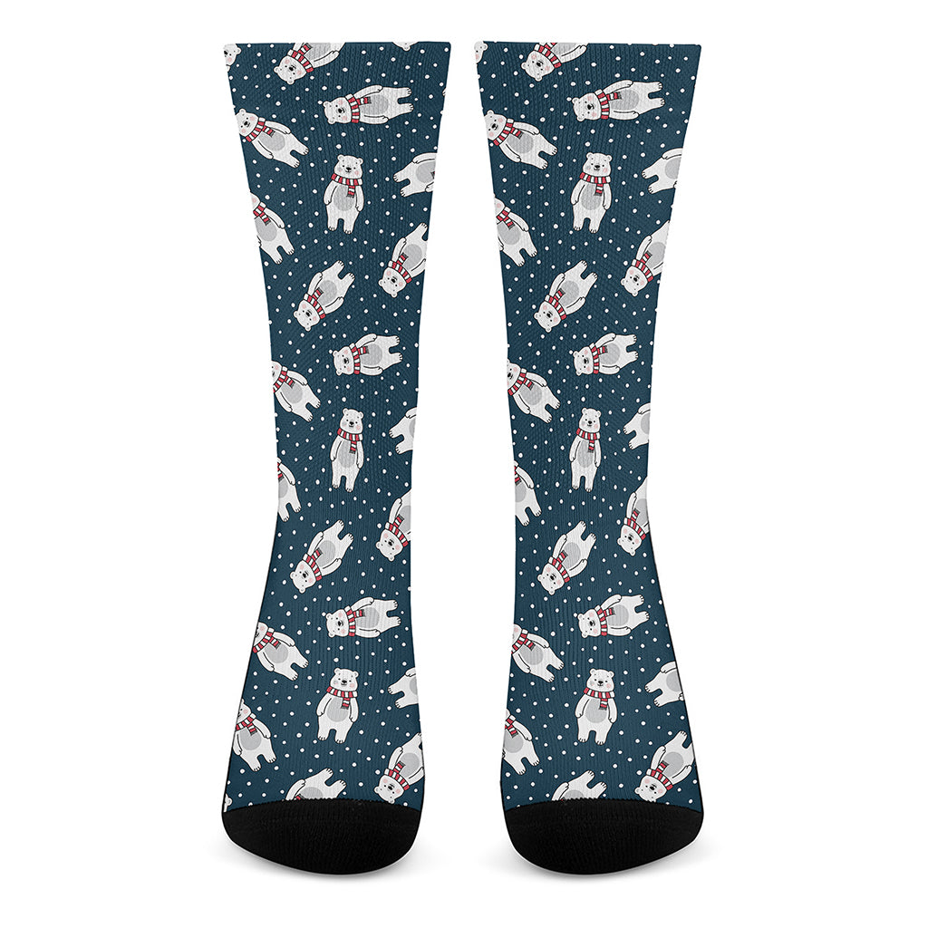 Christmas Polar Bear Pattern Print Crew Socks