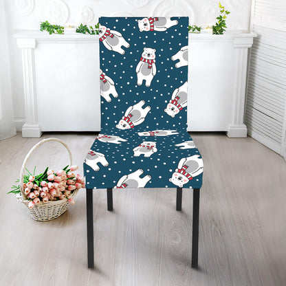 Christmas Polar Bear Pattern Print Dining Chair Slipcover