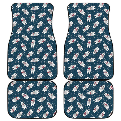 Christmas Polar Bear Pattern Print Front and Back Car Floor Mats