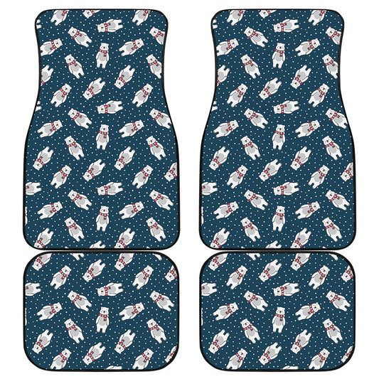Christmas Polar Bear Pattern Print Front and Back Car Floor Mats