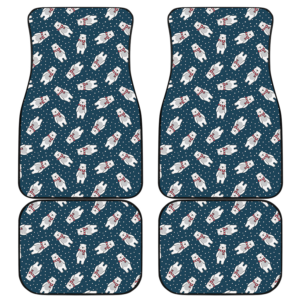 Christmas Polar Bear Pattern Print Front and Back Car Floor Mats