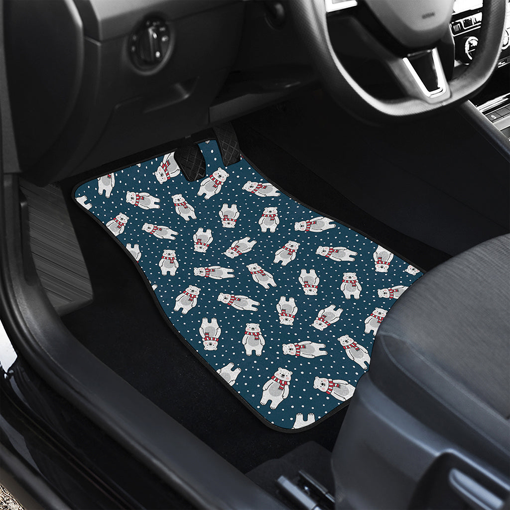 Christmas Polar Bear Pattern Print Front and Back Car Floor Mats