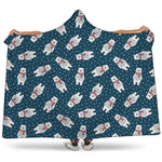 Christmas Polar Bear Pattern Print Hooded Blanket