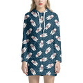 Christmas Polar Bear Pattern Print Pullover Hoodie Dress