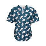 Christmas Polar Bear Pattern Print Men's Baseball Jersey