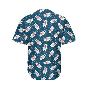 Christmas Polar Bear Pattern Print Men's Baseball Jersey