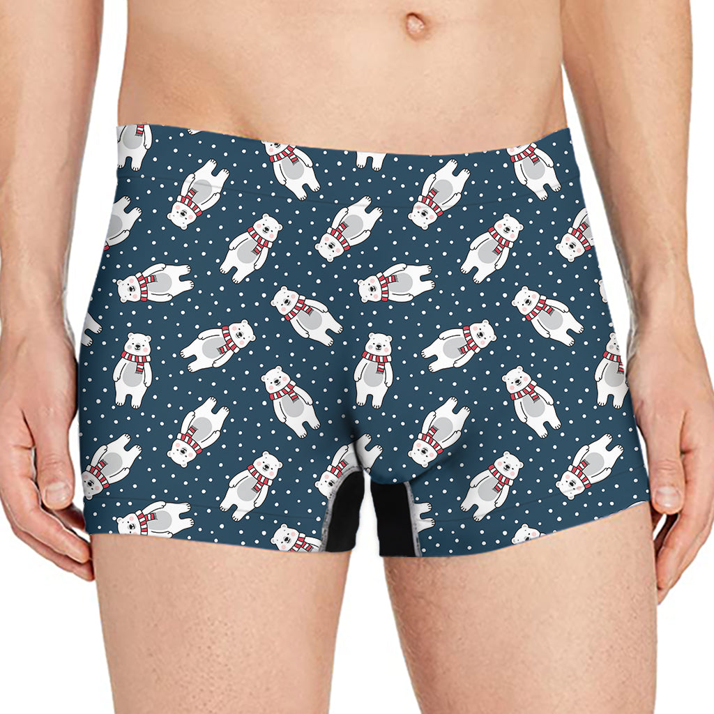 Christmas Polar Bear Pattern Print Men's Boxer Briefs