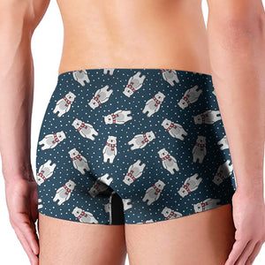 Christmas Polar Bear Pattern Print Men's Boxer Briefs