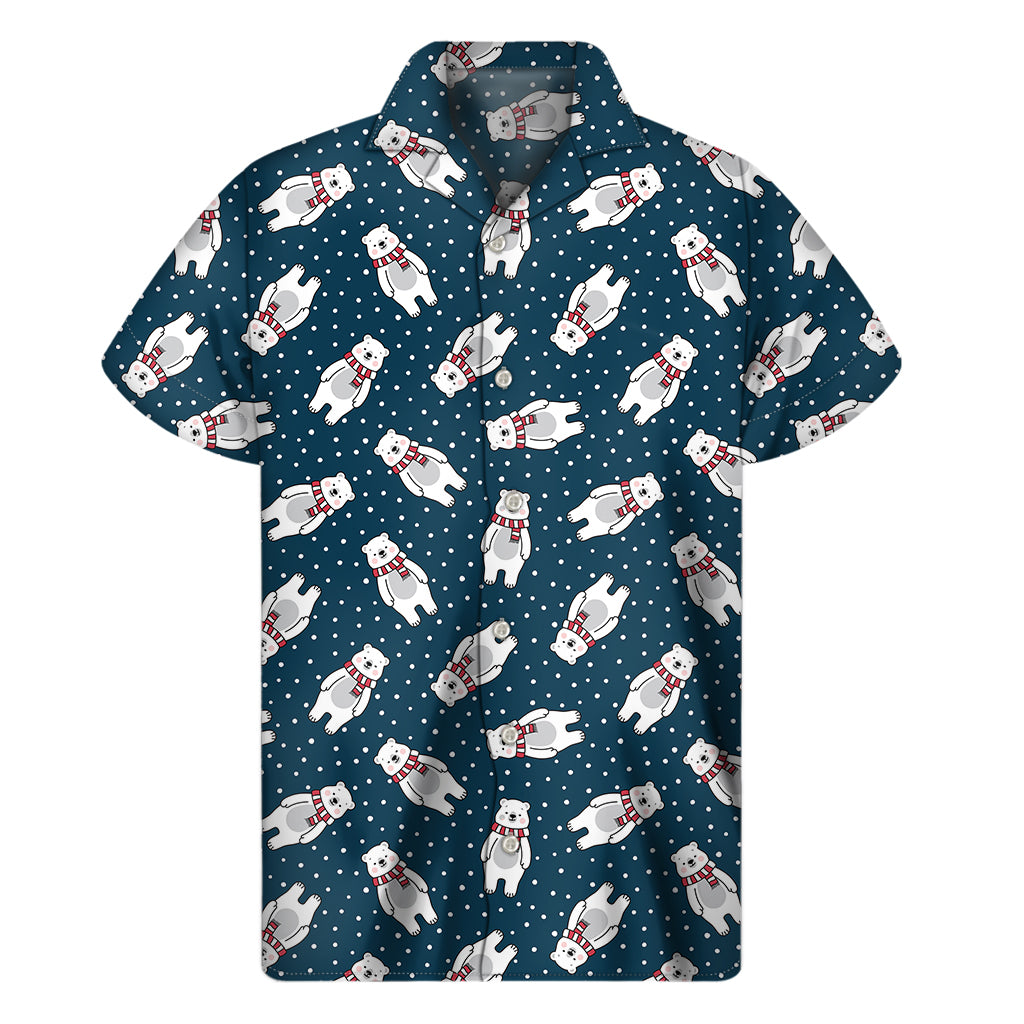 Christmas Polar Bear Pattern Print Men's Short Sleeve Shirt