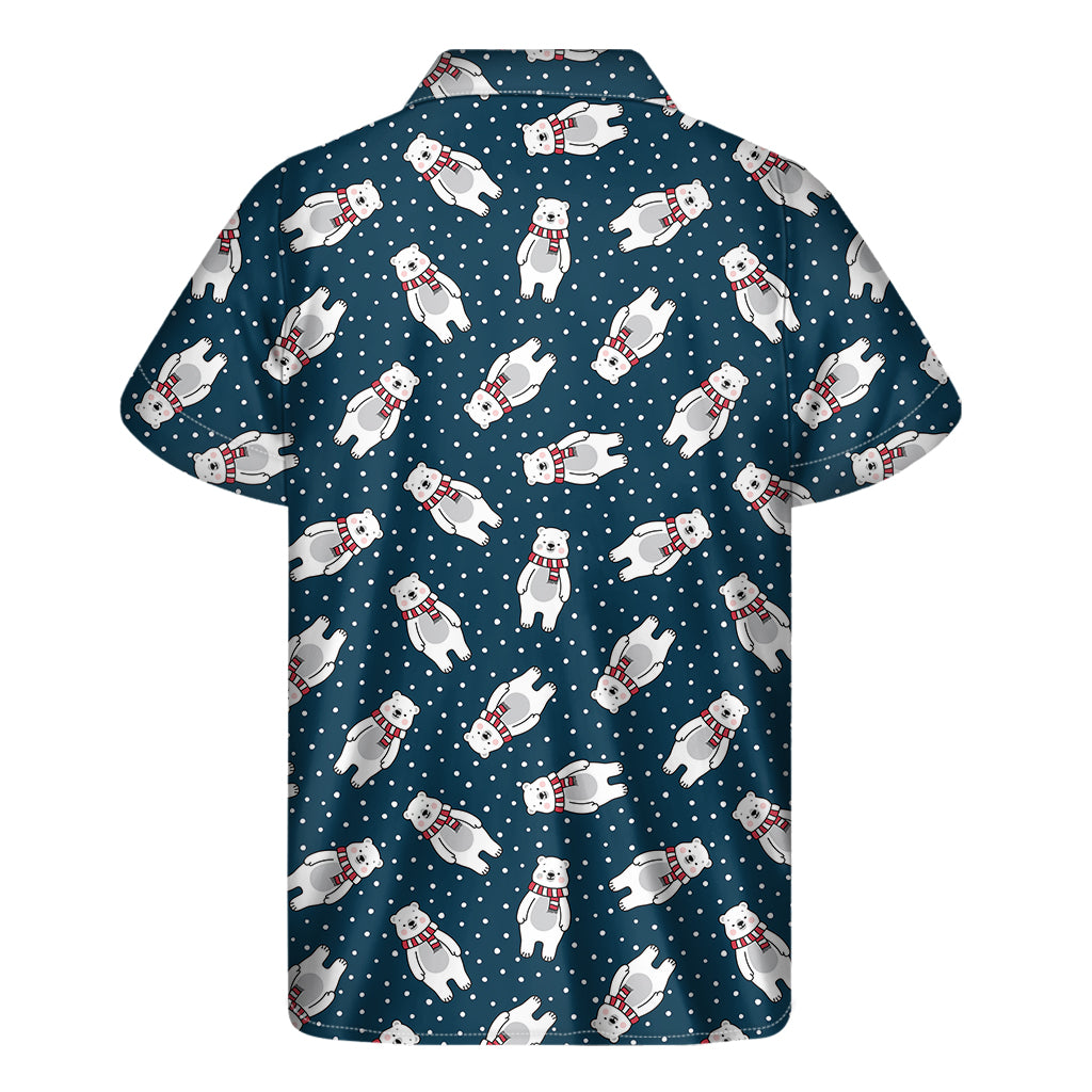 Christmas Polar Bear Pattern Print Men's Short Sleeve Shirt