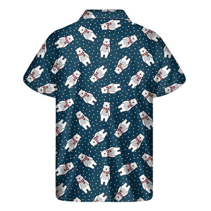 Christmas Polar Bear Pattern Print Men's Short Sleeve Shirt