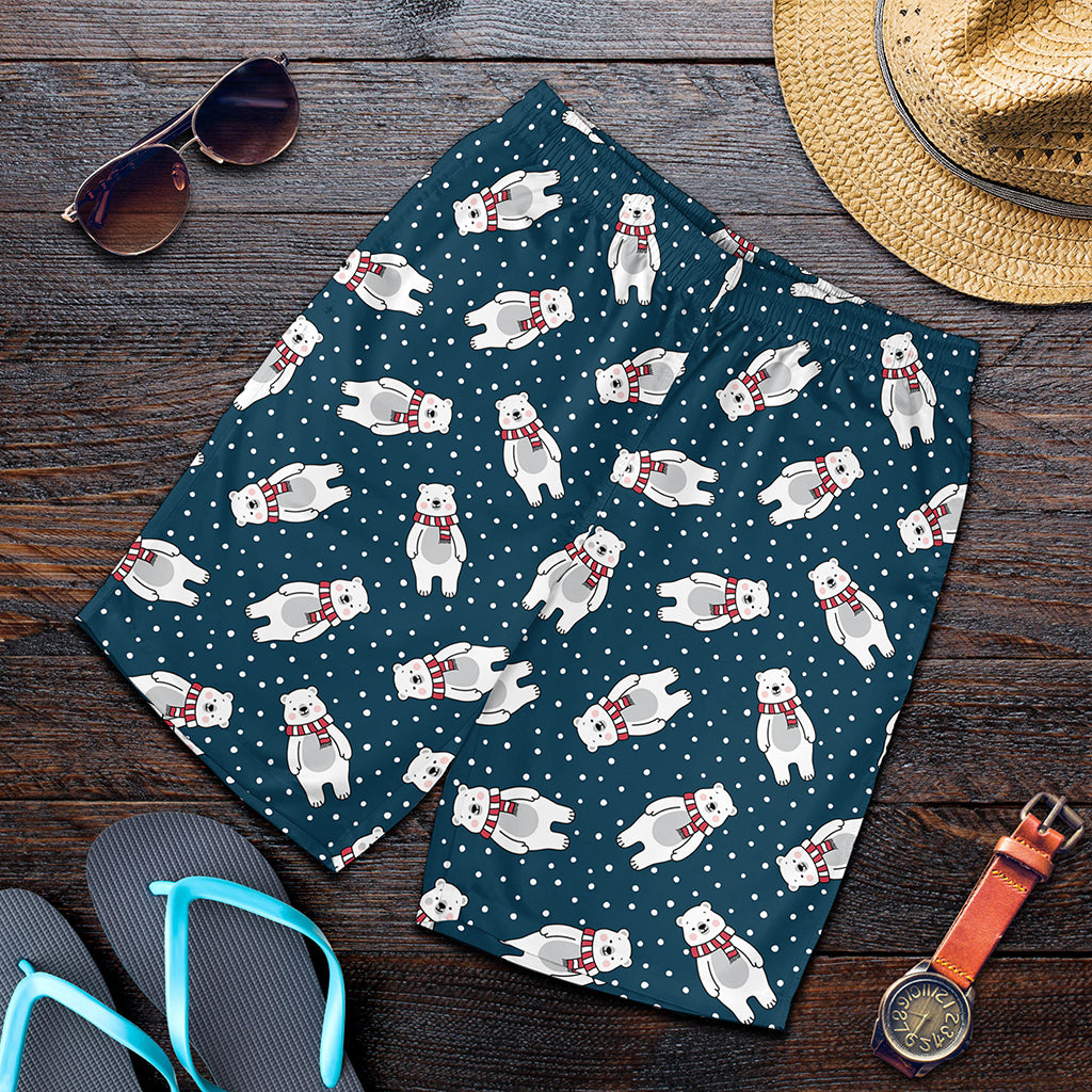 Christmas Polar Bear Pattern Print Men's Shorts