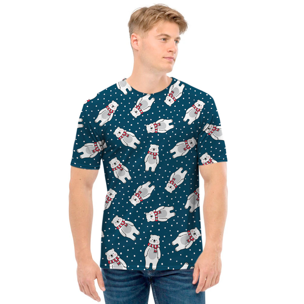 Christmas Polar Bear Pattern Print Men's T-Shirt