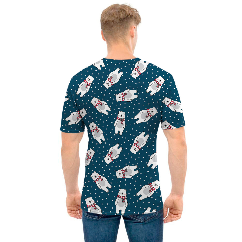 Christmas Polar Bear Pattern Print Men's T-Shirt