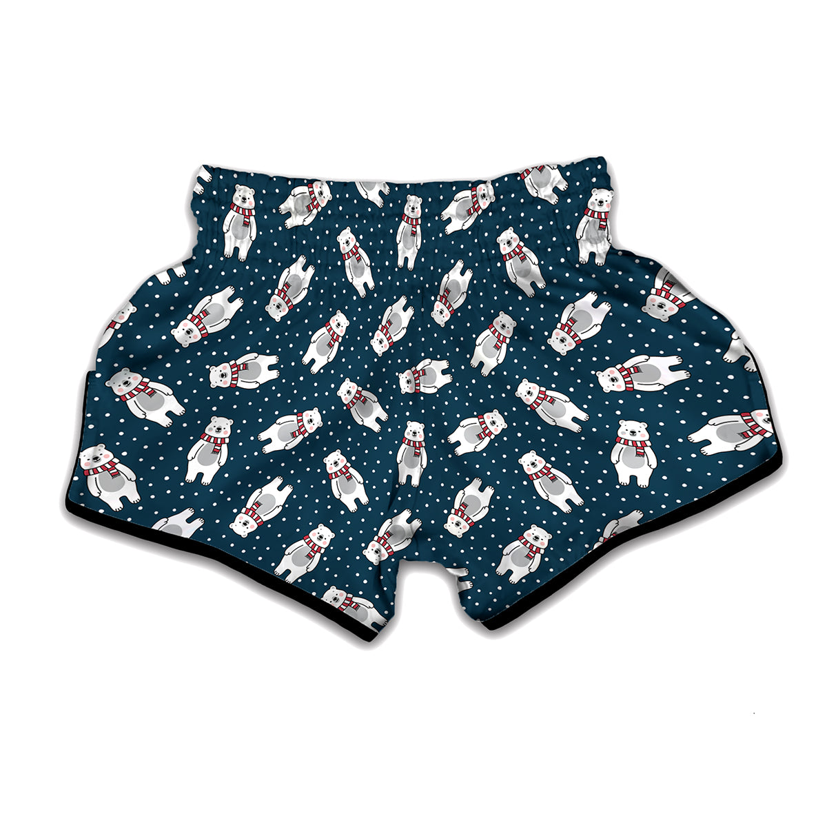 Christmas Polar Bear Pattern Print Muay Thai Boxing Shorts