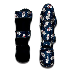 Christmas Polar Bear Pattern Print Muay Thai Shin Guard