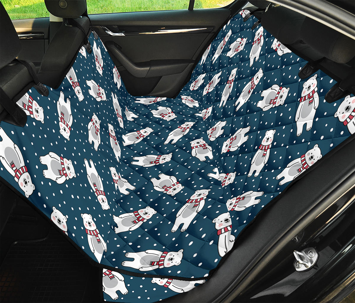 Christmas Polar Bear Pattern Print Pet Car Back Seat Cover