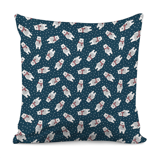 Christmas Polar Bear Pattern Print Pillow Cover