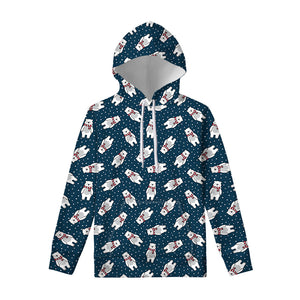 Christmas Polar Bear Pattern Print Pullover Hoodie