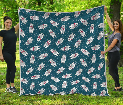 Christmas Polar Bear Pattern Print Quilt