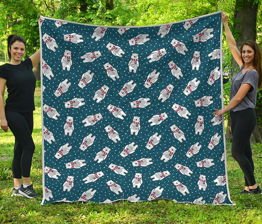 Christmas Polar Bear Pattern Print Quilt