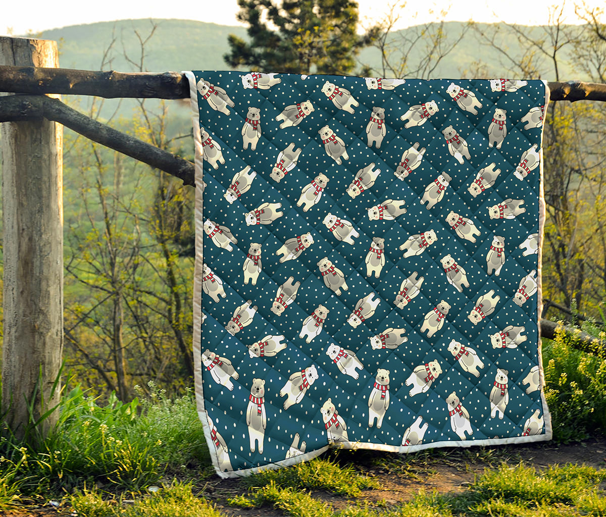 Christmas Polar Bear Pattern Print Quilt