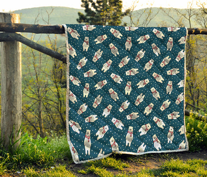 Christmas Polar Bear Pattern Print Quilt