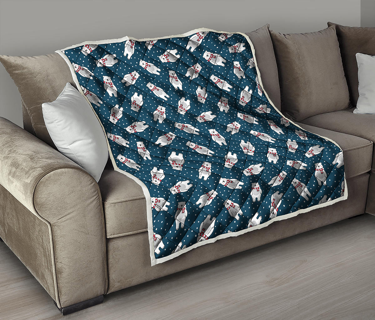 Christmas Polar Bear Pattern Print Quilt